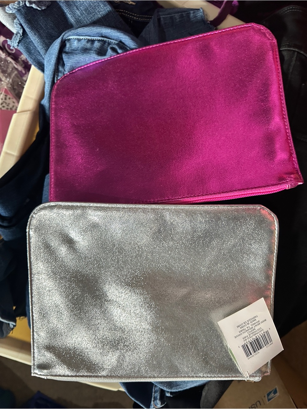Target Metallic Pink and Silver Cosmetic Pouch Set